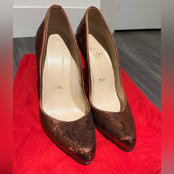 Christian Louboutin Shoes - Christian Louboutin Copper Sequin Heels - Size 39.5